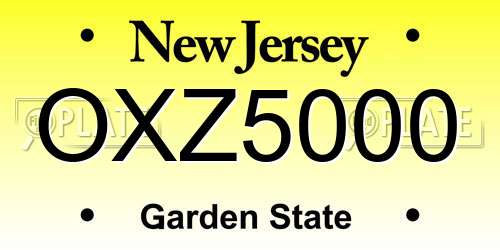 OXZ5000 New Jersey License Plate