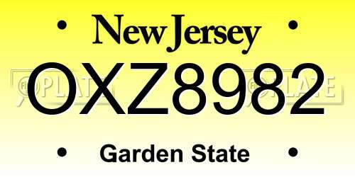OXZ8982 New Jersey License Plate