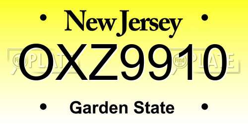 OXZ9910 New Jersey License Plate