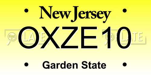 OXZE10 New Jersey License Plate