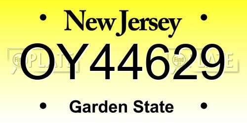 OY44629 New Jersey License Plate