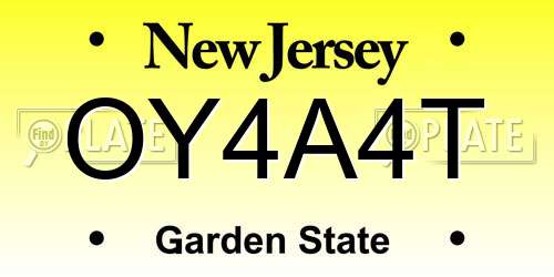 OY4A4T New Jersey License Plate