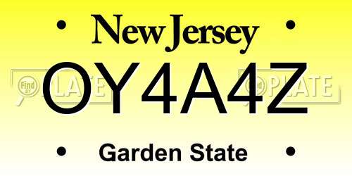OY4A4Z New Jersey License Plate