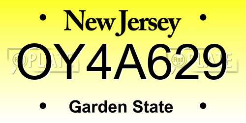OY4A629 New Jersey License Plate