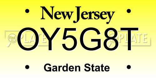 OY5G8T New Jersey License Plate