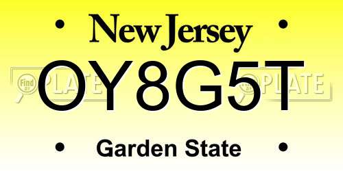 OY8G5T New Jersey License Plate