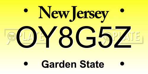 OY8G5Z New Jersey License Plate