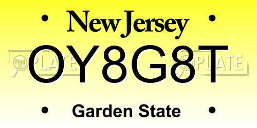 OY8G8T New Jersey License Plate