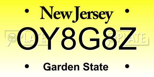 OY8G8Z New Jersey License Plate