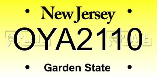 OYA2110 New Jersey License Plate
