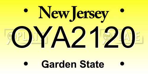 OYA2120 New Jersey License Plate
