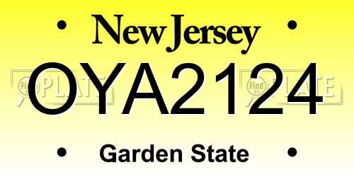 OYA2124 New Jersey License Plate