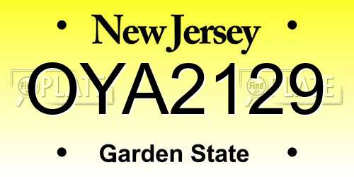 OYA2129 New Jersey License Plate