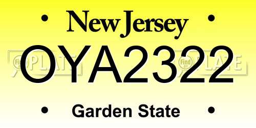 OYA2322 New Jersey License Plate