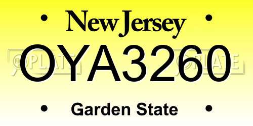 OYA3260 New Jersey License Plate