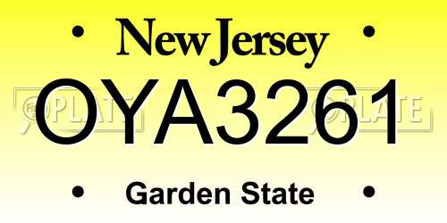OYA3261 New Jersey License Plate