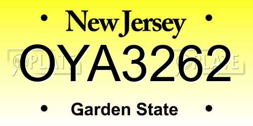 OYA3262 New Jersey License Plate