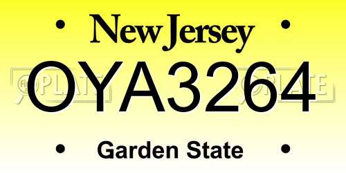 OYA3264 New Jersey License Plate