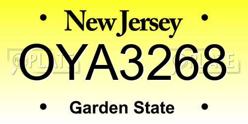 OYA3268 New Jersey License Plate