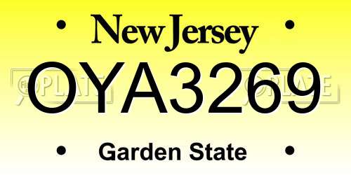 OYA3269 New Jersey License Plate
