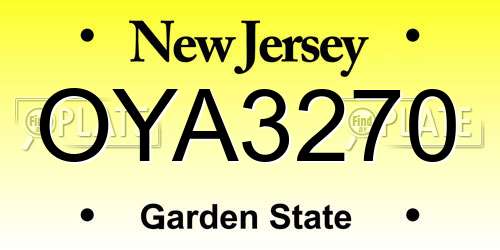 OYA3270 New Jersey License Plate