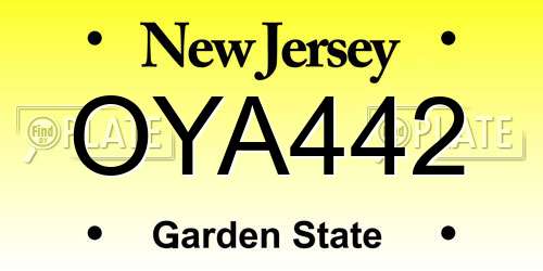 OYA442 New Jersey License Plate