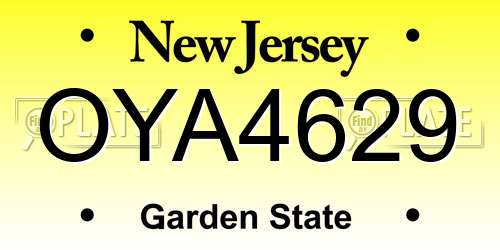 OYA4629 New Jersey License Plate