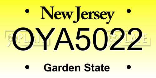 OYA5022 New Jersey License Plate
