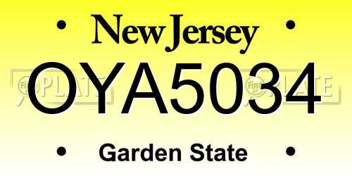 OYA5034 New Jersey License Plate