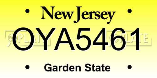 OYA5461 New Jersey License Plate
