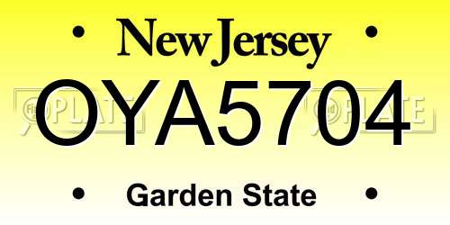 OYA5704 New Jersey License Plate