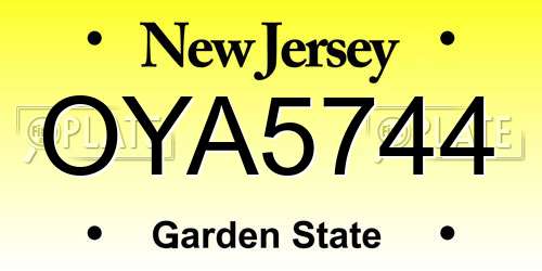 OYA5744 New Jersey License Plate