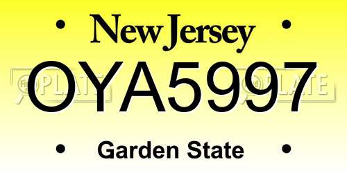 OYA5997 New Jersey License Plate