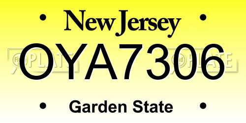 OYA7306 New Jersey License Plate
