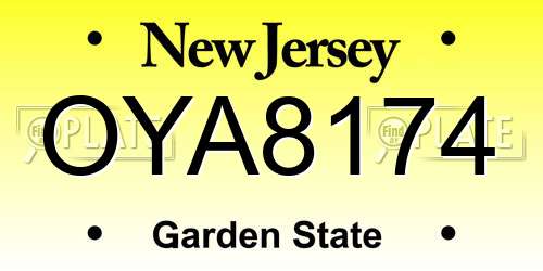 OYA8174 New Jersey License Plate