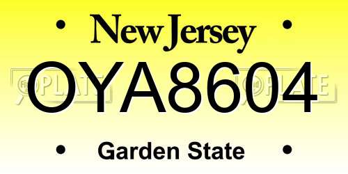 OYA8604 New Jersey License Plate