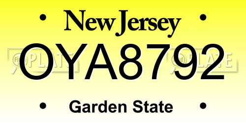 OYA8792 New Jersey License Plate