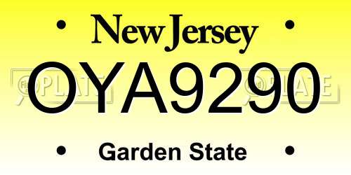 OYA9290 New Jersey License Plate