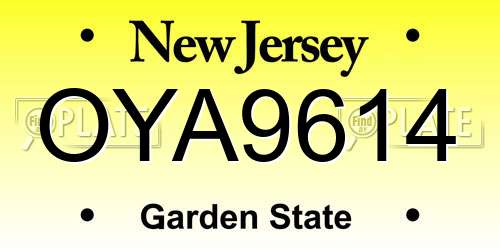 OYA9614 New Jersey License Plate
