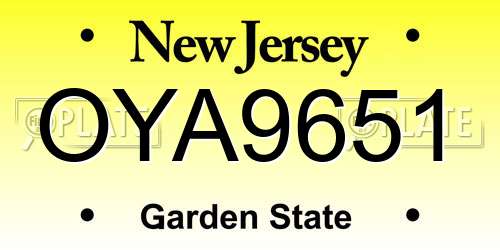 OYA9651 New Jersey License Plate