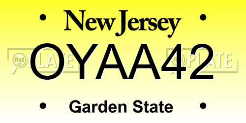 OYAA42 New Jersey License Plate