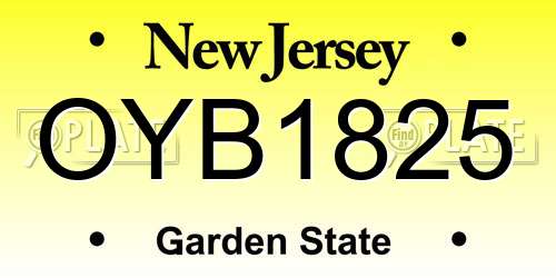 OYB1825 New Jersey License Plate