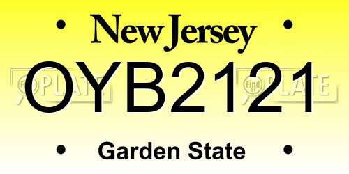 OYB2121 New Jersey License Plate