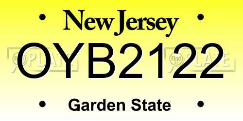OYB2122 New Jersey License Plate