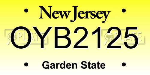 OYB2125 New Jersey License Plate