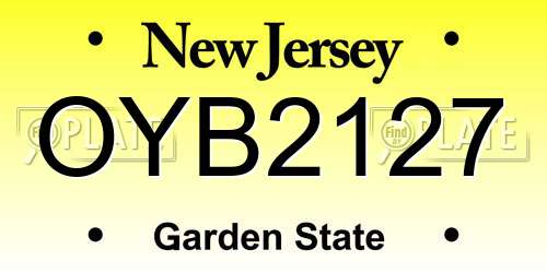 OYB2127 New Jersey License Plate