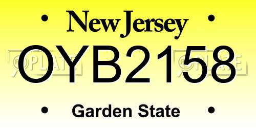 OYB2158 New Jersey License Plate