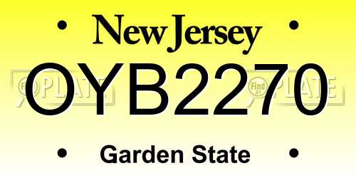 OYB2270 New Jersey License Plate
