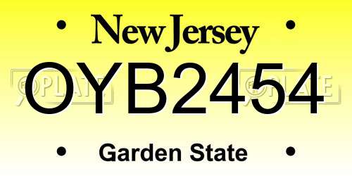 OYB2454 New Jersey License Plate