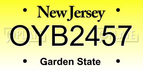 OYB2457 New Jersey License Plate